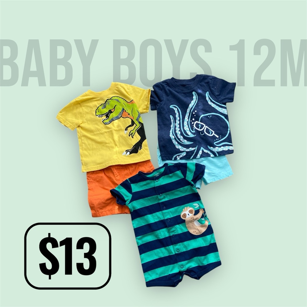 Baby Boys 12M Dinosaur and Octopus Outfit Set